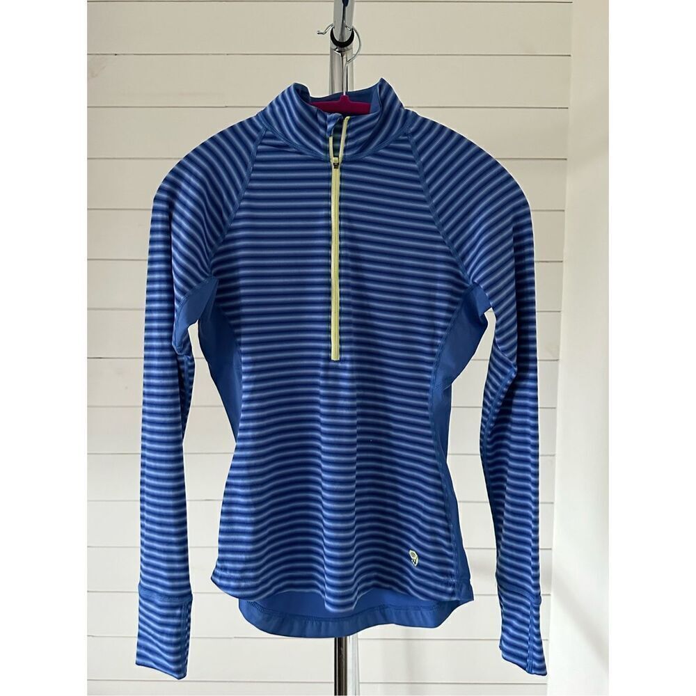 Mountain Hard Wear Base Layer‎ LS 1/4 Zip Shirt Womens XS Blue Stripe Activewear